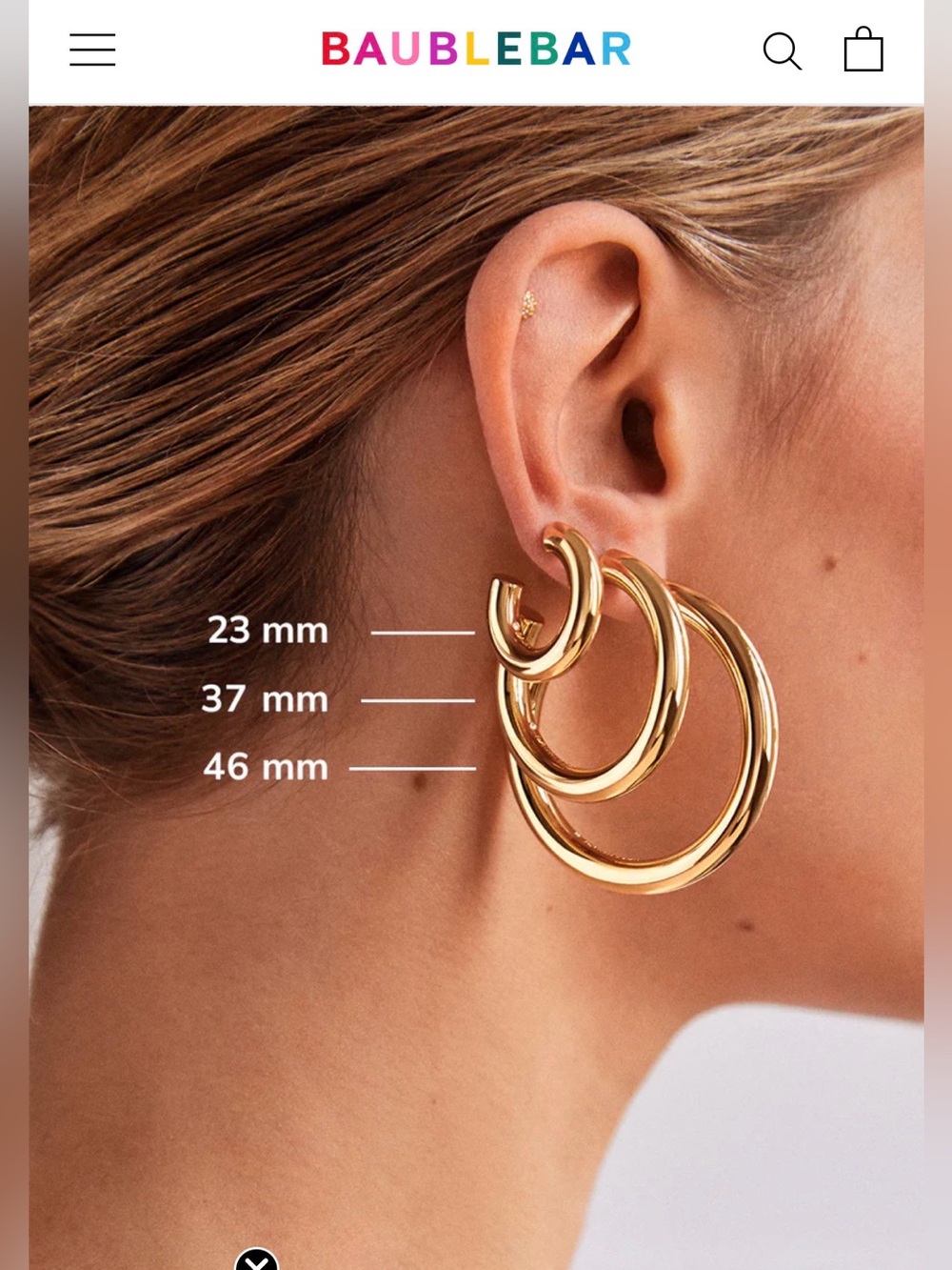 BAUBLEBAR Dalilah Earrings - 23MM Gold Hoops